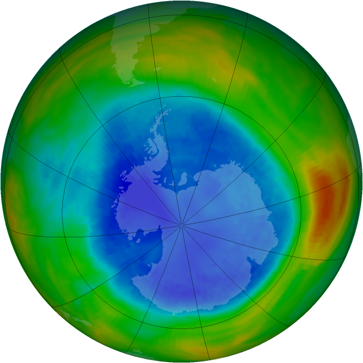 Antarctic ozone map for 07 September 1989